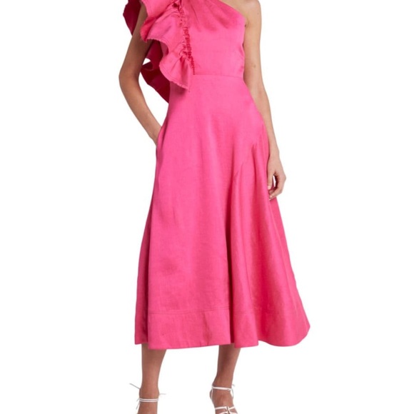 NWT Aje Sculptura Dress Linen Blend Dress Size 6 - Picture 4 of 10